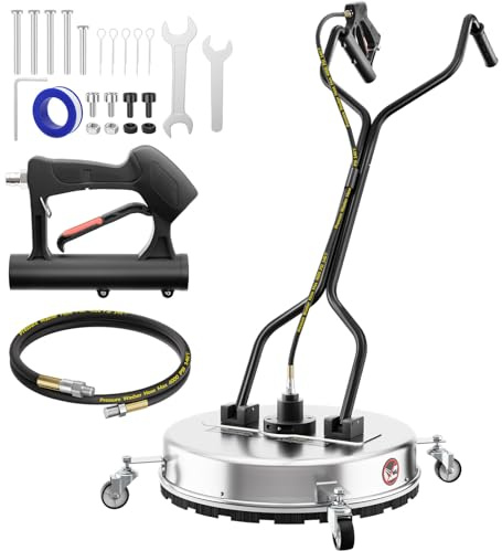 Limpiador de Superficies para Limpiador de Alta Presión Universal 56 cm Alta presión Manual para Superficies de terrazas, 4000 PSI,con 4 Ruedas, Conector Rápido De 1/4 De Pulgada