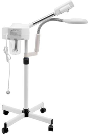 Gesichtsdampfer 2 in 1 Gesichtssauna 800W 5X LED Vergrößerung Gesicht Dampfgerät mit 360 Grad Schwenk Formdüse Face Steamer Porenreiniger, für Salons, Schönheitskliniken und Wellnesszentren