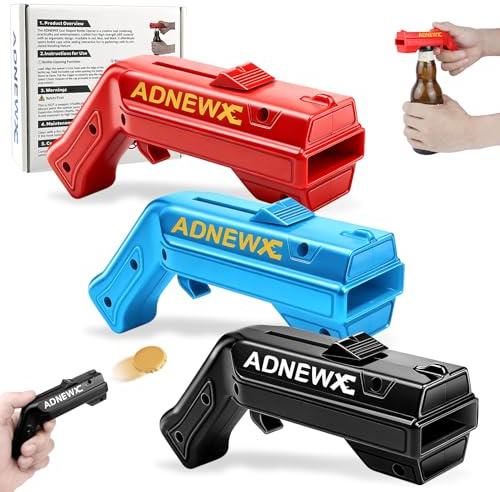3 pz ADNEWX Apribottiglie in stile pistola, strumento apribottiglie per feste in bar, stile mecha, divertente design da birra pistola per uomini, regali di birra, shooter, giochi a corona