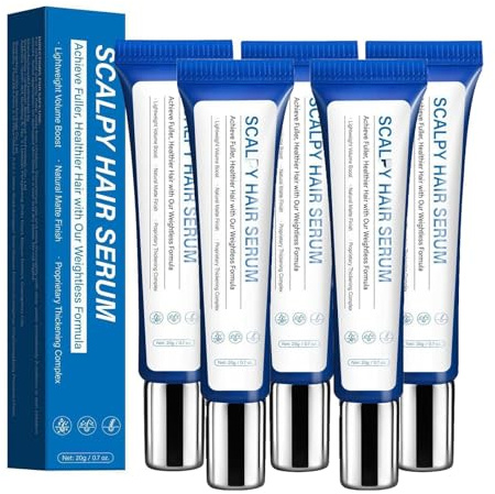 Foladrop Hair Ampoule sérum, rafraîchissement d'essence du cuir chevelu en feuillette, sérum de croissance des cheveux pour les pour la perte de cheveux et l'amincissement (5pcs)