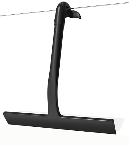 Shower Squeegee for Glass Doors, Hang Anywhere Silicone Shower Squeegee with Hook Design for Easy Hanging and Cleaning (Black)