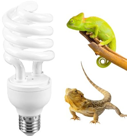 BORDEAG UVB Lámpara de reptiles, 26 W 10.0 Reptiles UVB Lámpara Terrario, Lámpara de Calor Reptil, Para Reptiles, Tortugas, Loro, Lagarto, Serpiente