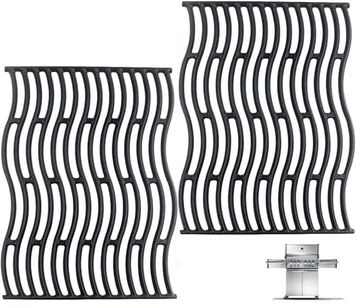 Nordic Bbq Store-uppsättning av 2 gjutjärnsgrillgaller för Napoleon Prestige 500, PRO 500, LEX 485 – 45 x 33,5 cm (vardera), 45 x 67 cm (totalt) – kraftiga utbytesgaller för köksredskap