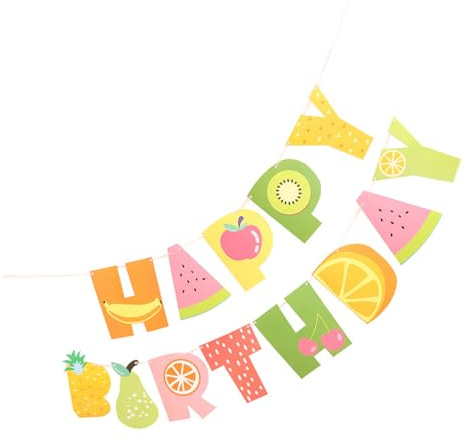 Homoyoyo Pancarta de Cumpleaños Temática Frutas, Banderín Colgante Decorativo, Juego para Fiesta de Verano, Decoración para Paredes y Ventanas, Colorida y Divertida para Eventos