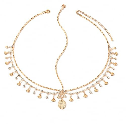 Thfaeyta 1Pcs Gold Rhinestone Headchain, Boho Hair Jewellery for Women, Adjustable Metal Headpiece for Wedding Festival Party Costume Accessories