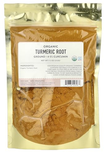 Organic Turmeric Root Powder Spice - (High Curcumin 4-5%) No fillers or additives, Freshly Packed in 7.5 oz Resealable Bag (Pack of 1)