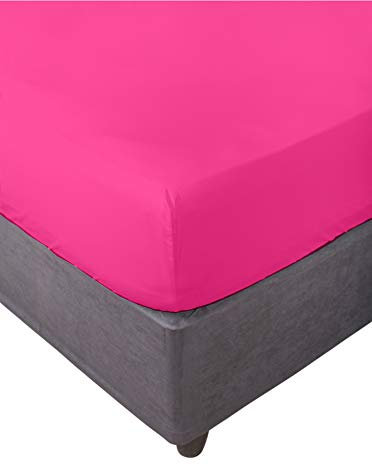 Miracle Home Weiches und bequemes elastisches Spannbetttuch, 50% Baumwolle 50% Polyester, Fuchsia. 90 x 200