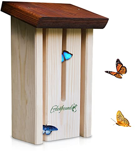 ERDENFREUND® Schmetterlingshaus 100% splitterfrei für zarte Schmetterlingsflügel Schmetterlingshotel schützt vor Feinden & Unwetter bei Ruhepausen