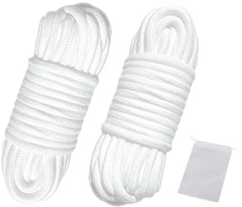 picoggo Soft Cotton Rope Multipurpose Durable Long Rope 10m Length 8mm Thick Tying Rope Macrame Cord DIY Rope (2 Pack, White+White)