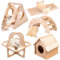 Vegena 5 Stück Spielzeug für Hamster aus Holz, DIY Hamster Spielzeug, Hamster Versteck Haus Brücke Wippe Schaukel Trainingspielzeug, Hamster Zubehör für Den Käfig Rennmäuse Ratten Zwerghamster
