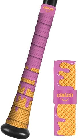 Clutch Sports Apparel All-Weather Bat Grip Tape, 1.1mm Cushioned & Non-Slip for Baseball & Softball, Durable & Multi-Sport Performance for Youth & Adult Players, Pink Ice Cream Drip Design