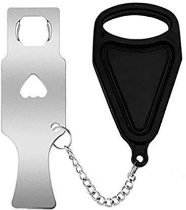 Serrure de Porte Portable, Loquets de Protection de Porte, Serrure Supplémentaire pour Appartement, Serrure de Sécurité à Boucle épaisse, Boulon de Porte en Acier Inoxydable, Serrures à(Noir)
