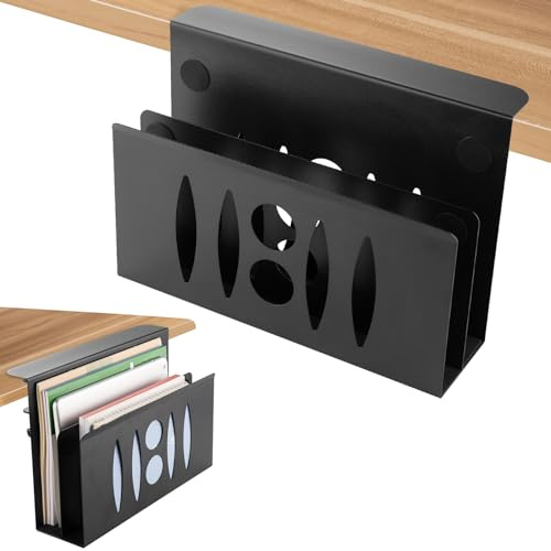 HAQIUHETO Soporte Lateral para Ordenador portátil, de Acero, sin Necesidad de taladrar, para MacBook Pro/Air, portátil, iPad, Libros (Doble Capa), Color Negro