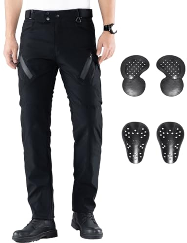 CTBQiTom Motorradhose Herren and Damen Mit Protektoren, Wasserresistent und Atmungsaktiv Motorrad Biker Hosen Mit CE abnehmbaren Schutz,Schwarz,L