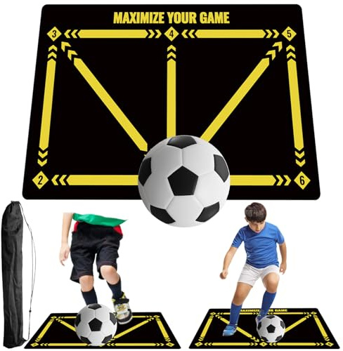 Tapis d'entraînement de pas de football, Sac de Rangement, 60 x 90 cm Dribble Absorption des Chocs antidérapante D'EntraîNement Coussin, Cadeau Pour Les Amateurs et Enfant De Football
