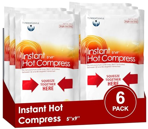 Instant Hot Compress - 6 Hot Packs for Pain Relief, Sore Muscles, Muscle Spasms, and Joint Stiffness