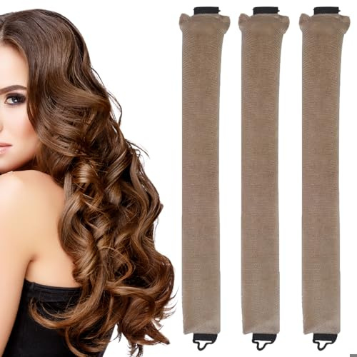 3 st Heatless Blowout Stavar Heatless Blowout Stavar Heatless Curling Rod Heatless Curlers Gör-det-själv-hårstylingapparater för långt kort vågigt hår (khaki)