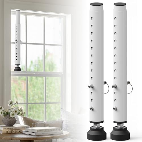 Gadgetzan 2 Pack Window Security Bars Adjustable 11-18,Portable Short Sliding Window Lock Bar for Child Safety/Anti-Theft,Window safety lock with Rubber Base for Vertical and Horizontal Window-White