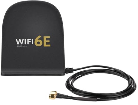 Bingfu Antena WiFi 6E Tri-Band 2.4GHz 5GHz 6GHz, Antena MIMO 8dBi con Base Magnética, Cable de 2m, Conector RP-SMA para Routers WiFi, Hogares Inteligentes, Oficinas, Recepción de Señal Mejorada, Black