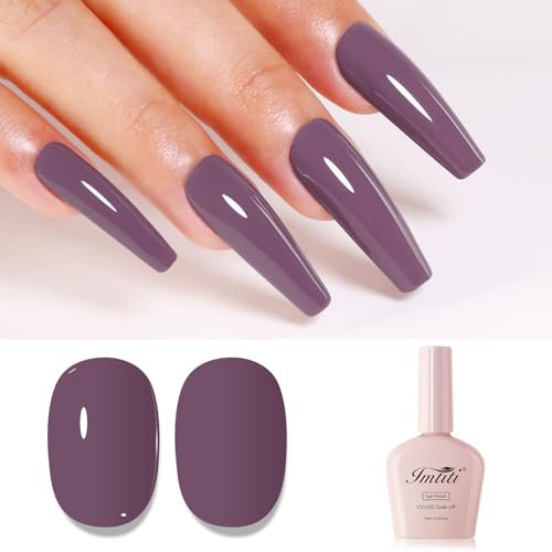 Imtiti Purple Gel Nail Polish, Rose Purple Gel Polish High Gloss Soak Off UV LED Nail Gel Polish Autumn Winter Gel Polish Nail Art Manicure Salon Design Gel Nail Set 10ML