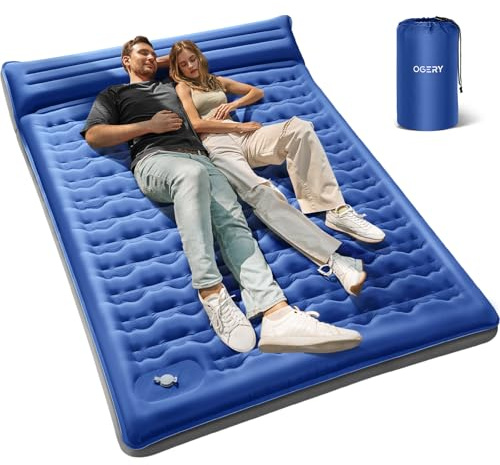 OGERY Sleeping Pad for Camping, 6 Extra-Thick Reinforced Camping Sleeping Pad with Pillows & Built-in Foot Pump, Ultralight Self Inflating Air Mattress Mat for Tent Hiking Essentials Gear