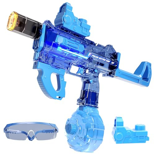 AIQI Pistola de Agua Eléctrica para Adultos y Niños, Pistola de Agua Automática con Luz LED y Largo Alcance, 9-13 m Alcance, Alta Capacidad Water Pistols para Piscinas, Fiestas en La Playa (Azul)