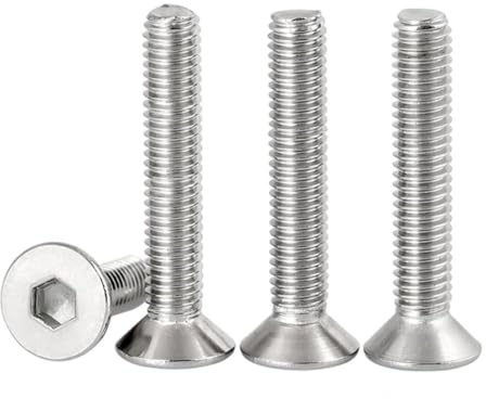 50 stycken M4 x 35 silverförsänkta skruvar, av rostfritt stål, sexkantig, metrisk gänga, hållbara försänkta skruvar för möbler, maskinteknik och gör-det-själv-entusiaster, högkvalitativa M4-skruvar