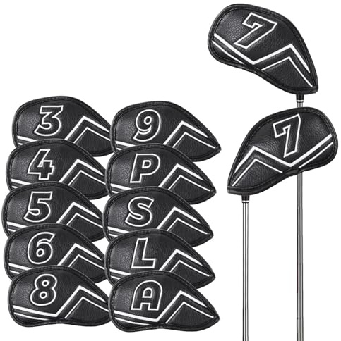 WELSPO 11-Pack Magnetic Iron Head Covers, Synthetic Leather, Universal Fit