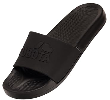 Kubota Slide för män och kvinnor, slip-on sandaler, skor för pool och strand, sommarsandaler, Vanlig svart, 45 EU