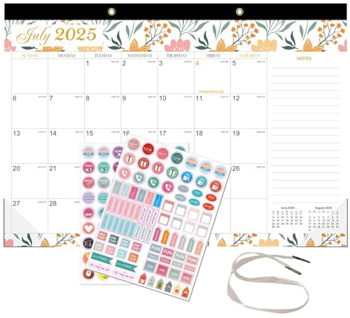 Calendrier Mural 2025 2026 - Calendriers Muraux Familial Planning Mensuel - Pour la Maison ou Le Bureau - Agenda Planning Organisateur Familial (fleur européenne 2025.7-2026.12)