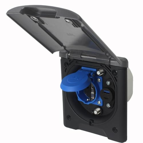 ABL Multifunktions Außensteckdose Vorzeltsteckdose Wohnmobil Wohnwagen 220V 230V Sat Antenne USB A + USB C anthrazit