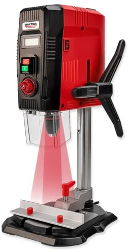 WALTER Tischbohrmaschine 900 W mit Laserführung und LCD-Anzeige, 6 Drehzahlstufen, 40 mm Bohrtiefe in Holz, 13 mm in Stahl, massiver Gusseisentisch, für Heimwerker und Werkstatt