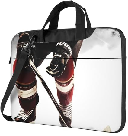 BYPPJGH Sac à bandoulière pour ordinateur portable motif hockey sur glace pour homme et femme avec poignée et sangle étanche, Noir , 13 inch
