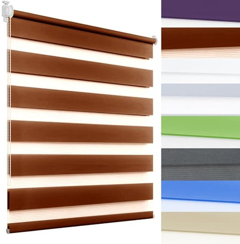 bärbar dubbelrullgardin 120 x 100 cm UV-beständig l färg perfekt för hem- och kontorsfönster snygg och funktionell solrotion, brun