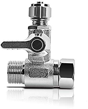 Frizzlife Adaptateur en laiton pour eau d'alimentation en eau – Norme européenne, comp et valve d'arrêt d'angle de compression OD pour filtres à osmose inverse et machine à glaçons