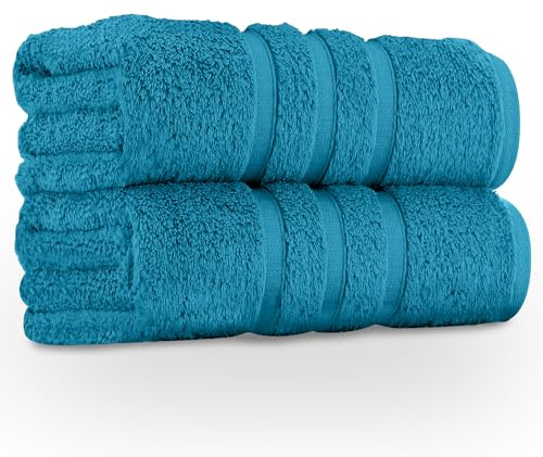 GC GAVENO CAVAILIA Pack of 2, 550 GSM Hand Towels For Bathroom, Egyptian Cotton Towel Bale For Spa & Guest Gym Towels Set, Absorbent & Washable Bathroom Towels - Turquoise