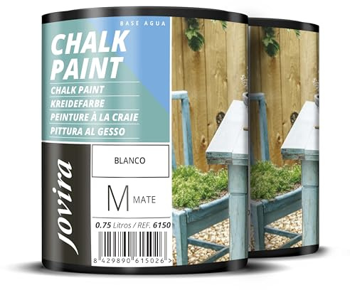 JOVIRA PINTURAS Chalk Paint, Peinture à la craie. Rénovez vos meubles de manière créative. (2x750 Millilitres, Blanc)