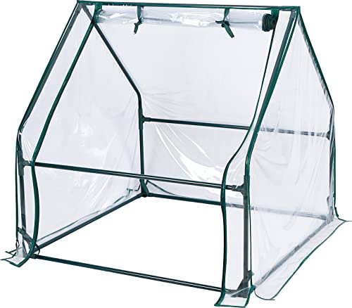 Hersig - Invernadero de Suelo para terraza o Jardin | Mini Huerto Urbano Transparente y Verde 95x95x93cm