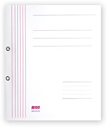 Original BIGO 50x Schnellhefter aus Karton DIN A4 Weiß Hefter aus Karton 280g Schnellhefter Pappe Papp-Schnellhefter Schulschnellhefter Hefter A4 Pappe Schule Büro Akten Ordner Papp-Mappe Ösenhefter