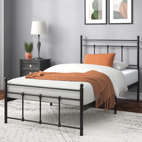 Zinus Nicholas letto 80 x 190 cm - 31 cm di altezza - Letto singolo - Struttura letto in metallo con testiera e pediera - Nero