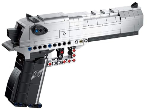 AKOGD Building Blocks Pistols Set, 360Pcs Shootable Simulation Death Eagle Gun Model, Shooting Weapon Construction Set with Shooting Function