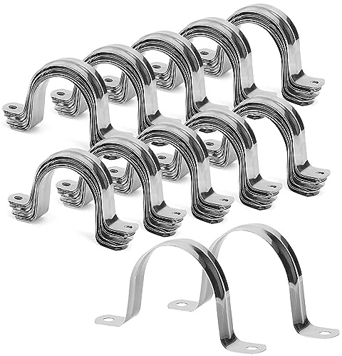 MUKCHAP 100 PCS 2 Inch U Pipe Strap, M50 Stainless Steel Bracket Clamp for PVC Pipe, 50mm