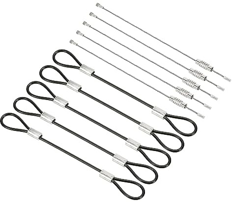 PATIKIL 0,3 fot säkerhetskabellås, 5-pack rostfritt stål 2 mm diameter säkerhetsvajer med dubbel ögla skruvad trådkabel för scenbelysning bagagelås svart