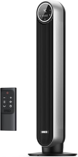 WIAONE Dreo Tower Fan for Bedroom, 24ft/s Velocity Quiet Fan, 90° Oscillating Fans for Indoors with 4 Speeds, 4 Modes, 8H Timer, Standing Floor Fans, Bladeless Fan, Silver, Nomad One