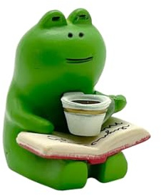 MiOYOOW Miniature Frog Figurines Statue, Cute Frog Figurine Statues Decor Funny Frog Sculpture Desktop Decoration for Plant Shelf Desk Office Bedroom