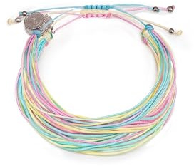SINGULARU - Pack 3 Pulseras Pastel Rainbow. Acero y Hilo. Joyas Para Mujer.