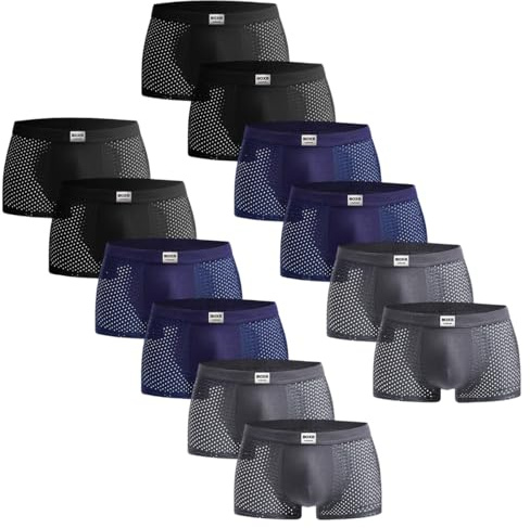 BOXR Underwear Lot de 12 Boxers en Bambou pour Homme - Ultra Doux, Confort Optimal, S-3XL (FR/ES, Alpha/Lettres, TG, Taille Normale, Taille Normale, Multicolore2)