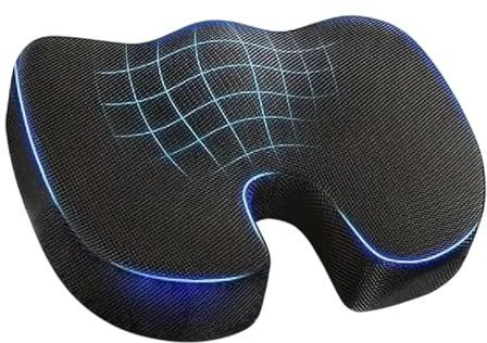 CANCYCC Cojín de Asiento ortopédico de Espuma viscoelástica, cojín de coxis, cojín ergonómico, Alivio del coxis y la ciática, para Coche, sofá, Oficina y Silla de Ruedas (Negro)