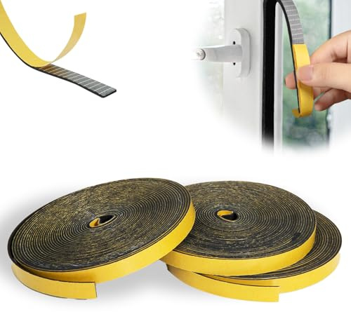 KINETOX Joint Porte Entree 24m Joints Plaque de Cuisson Joint Fenêtre Isolation Mousse Autocollante 6mm x 1.5mm Applicable Climatiseurs Interstices de Portes et Fenêtres Cuisinières Gaz