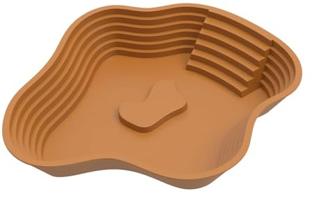 Colcolo Bol d'eau pour Reptiles avec Rampe, Bassin de Bain pour s, Grand Plat d'alimentation, Plateforme de lézardage pour s, Gecko, Brun